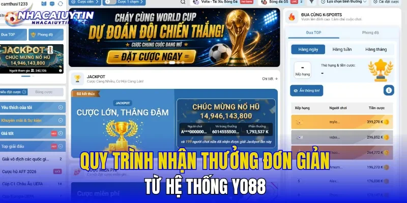 Quy trình nhận thưởng đơn giản từ hệ thống YO88